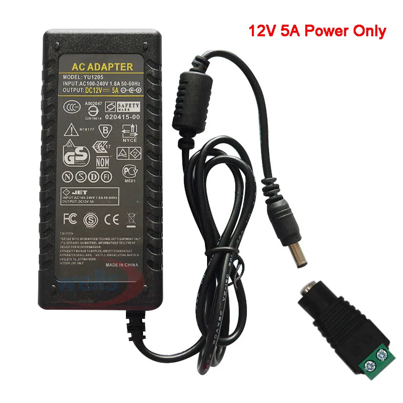 12V 5A power only DC12V 5 m 2835 5050 60led/м Светодиодная лента RGB/белый/теплый белый/красный/зеленый/синий/желтый свет прокладки СИД ламповый диод гибкий - Испускаемый цвет: 12V 5A power only