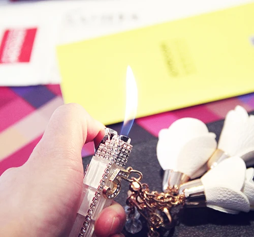 (Зажигалка без газа) Дамская Роскошная надувная газовая зажигалка с бриллиантами