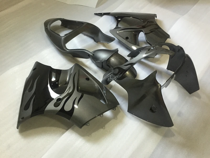 Обтекатель KAWASAKI kit ZX 6R 2000 2001 2002 ZX6R 00 01 02 черный пламя в сером обтекателе AA16|Полные