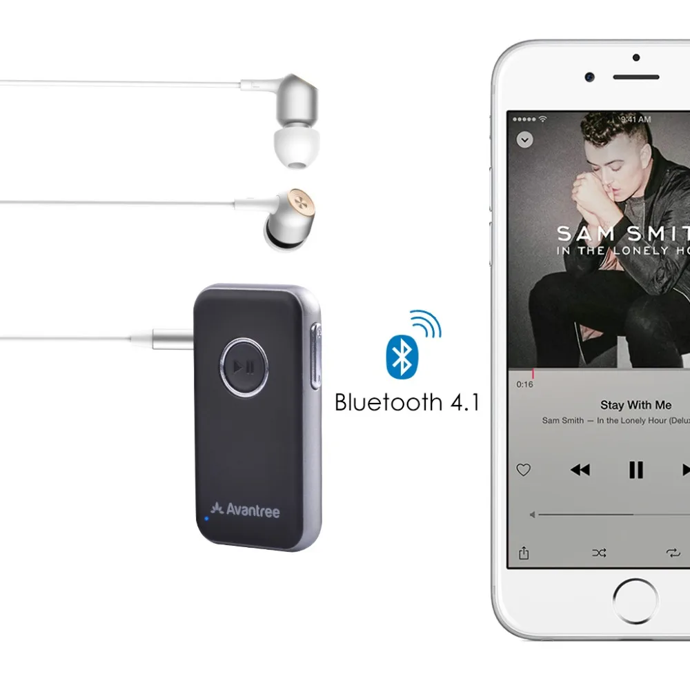 Avantree Bluetooth 4,1 приемник, Hands-free автомобильный комплект с микрофоном и потоковой музыкой, портативный беспроводной музыкальный адаптер для автомобиля дома