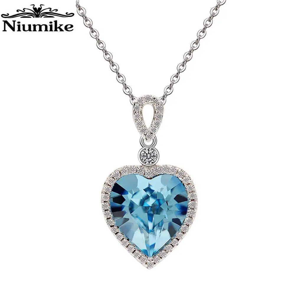 Niumike женское ожерелье с подвеской украшенное кристаллами от Swarovski в виде сердца