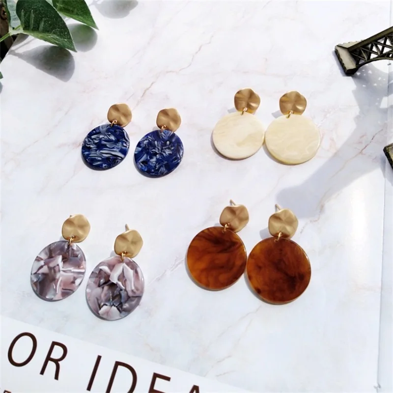 MINGQI Fashion Geometric Round Acetate Acid Acrylic Leopard Brown Earrings Korean Vintage circle Women's Jewelry Gifts | Украшения и