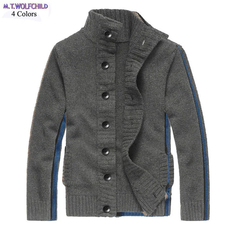 Good quality Autumn mens stand-collar knitted sweaters casual cardigan winter knitting coats fashion thick clothing | Мужская одежда