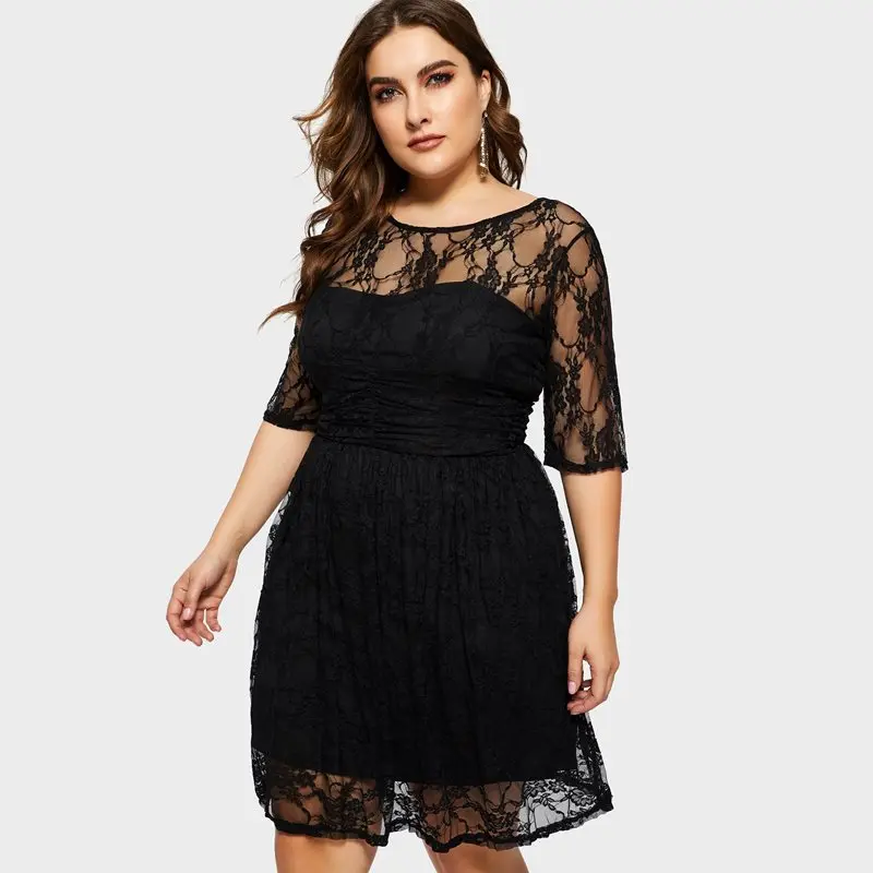 Сексуальное кружевное платье большие размеры женское элегантное вечернее