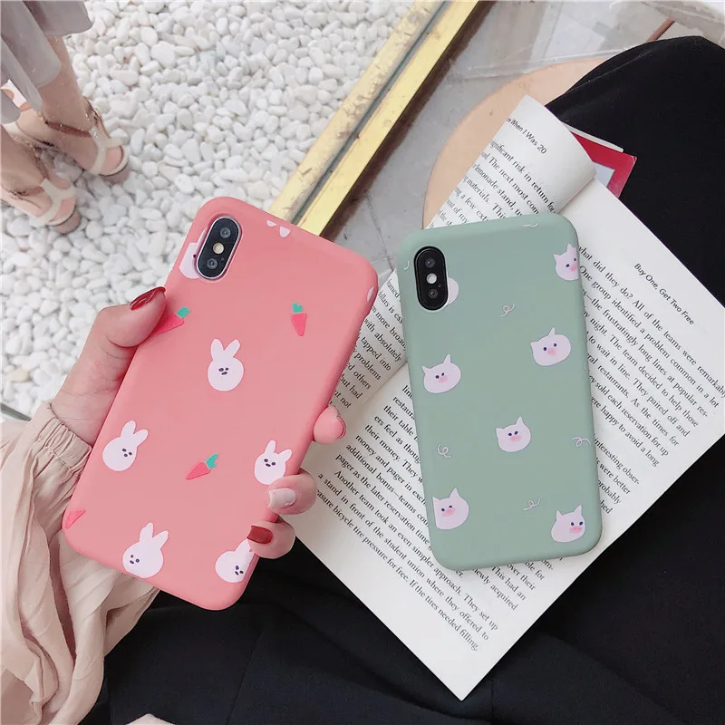 Милый мультфильм свинья-кролик карамельный розовый чехол мягкий TPU для телефона