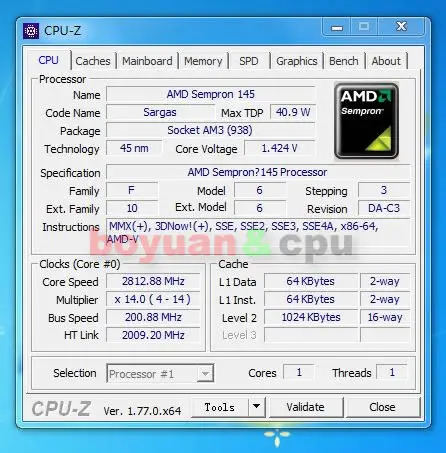 Одноядерный процессор AMD Sempron 145X145X145 2,8 ГГц SDX145HBK13GM Socket AM3