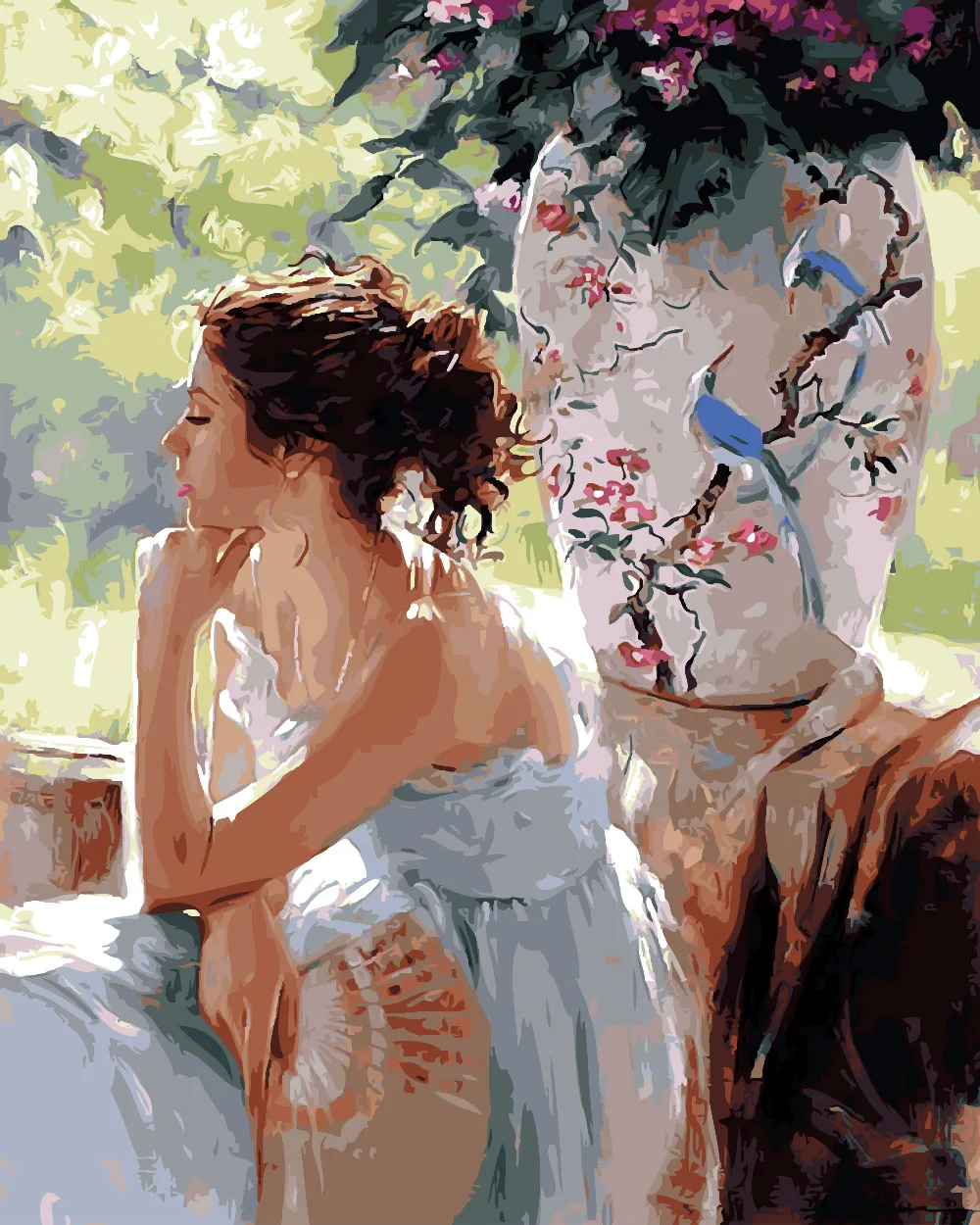 Красивая леди принцесса девушка играя картины вручную без рамки домашнее