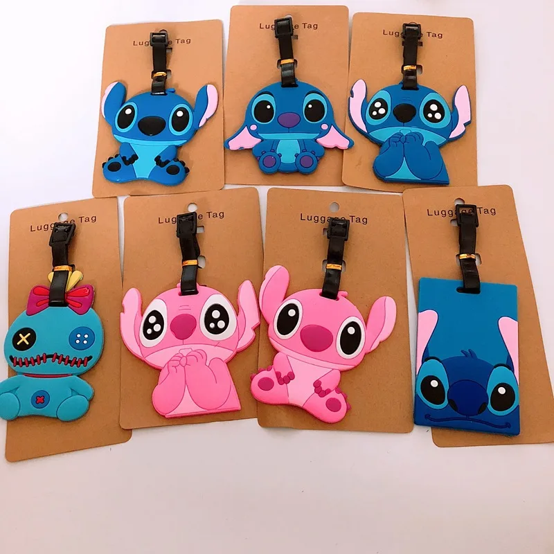 Бирка для чемодана Kawaii Stitch держатель с мультипликационным адресом силиконовая