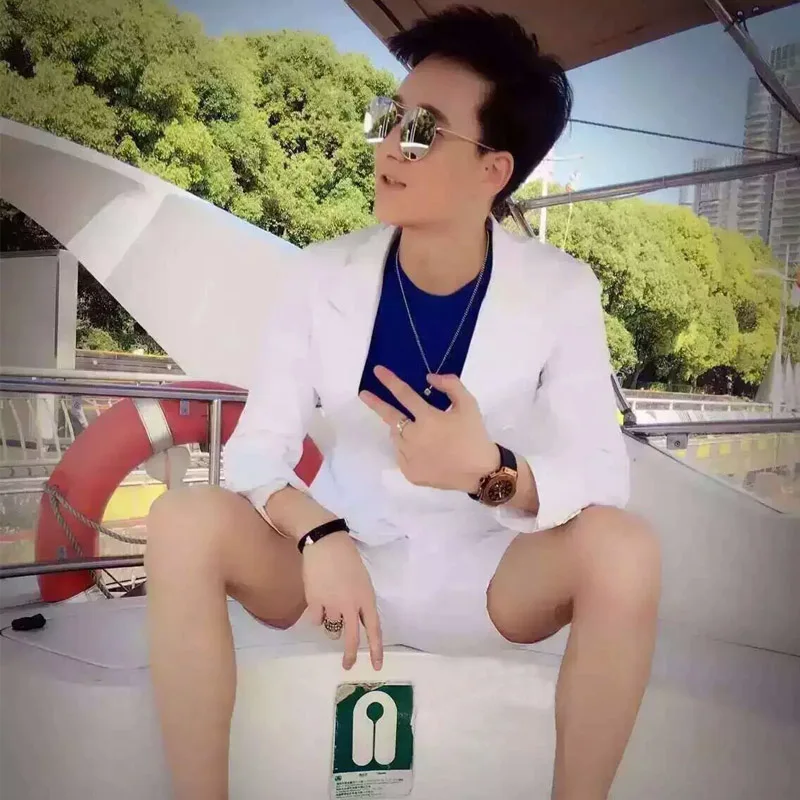 Business + Shorts Set Japan and Korea fashion Men's suits summer Catwalk shows leisure party man suit | Мужская одежда