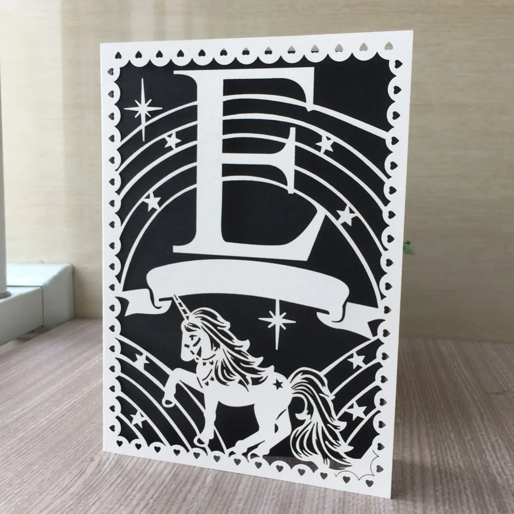 

50Pcs/Lot Fairy Blue Hollow Horse and Star Wedding Invitations Birthday Party Blessing Greeting Grand Event Card Supplier