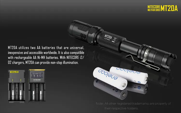 NITECORE MT20A многозадачный Тактический светильник R5 Белый Красный светодиодный светильник освещение AA Кемпинг ручной светильник ing фонарь