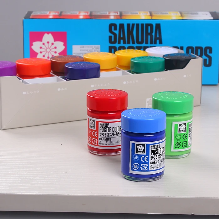 Сакура постер цветов воды Набор цветных кисточек с красками 12 30 мл Япония|water color