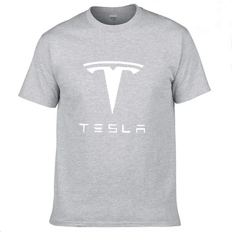 Мужская футболка с коротким рукавом и логотипом Tesla Car, летняя повседневная мужская однотонная хлопковая футболка, модная мужская одежда в стиле хип-хоп Harajuku