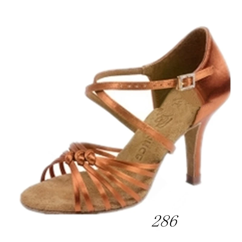 Deep skin 85cm heel Обувь для бальных танцев, латинских танцев, женская обувь для сальсы, Танго, BD 286, обувь, сумка, кроссовки с черным узлом, спортивная обувь для латинских танцев - Цвет: Deep skin 85cm heel