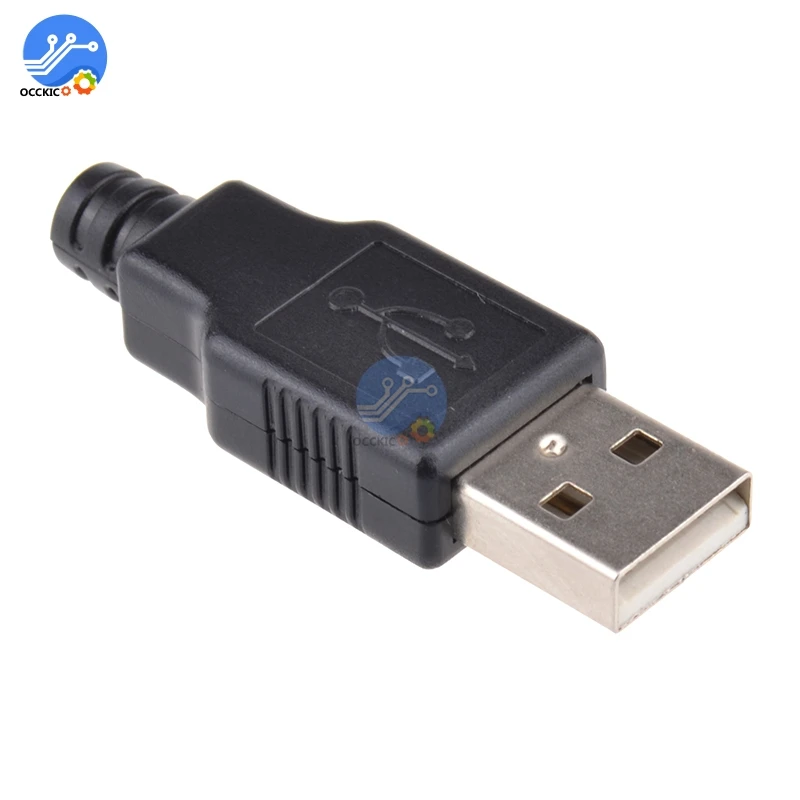 

5 шт., 4-контактный Переходник USB Type A с черной пластиковой крышкой