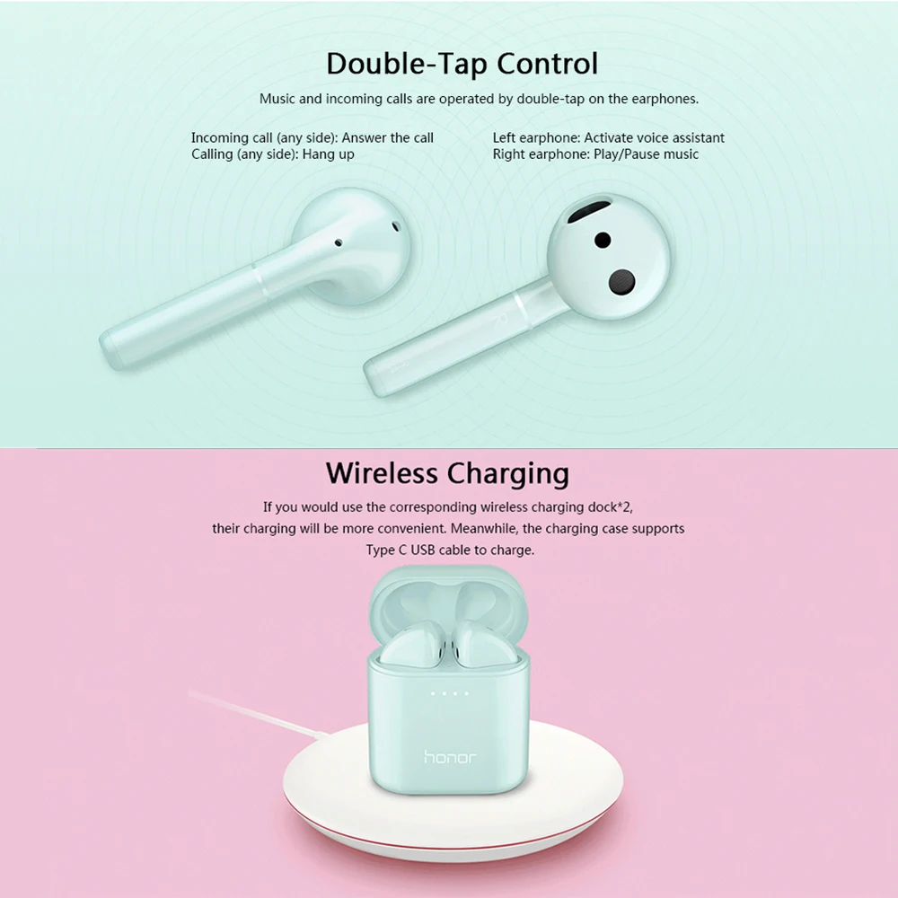 Беспроводные наушники Honor FlyPods Bluetooth 5 0 Hi-Fi с двойным сенсорным управлением