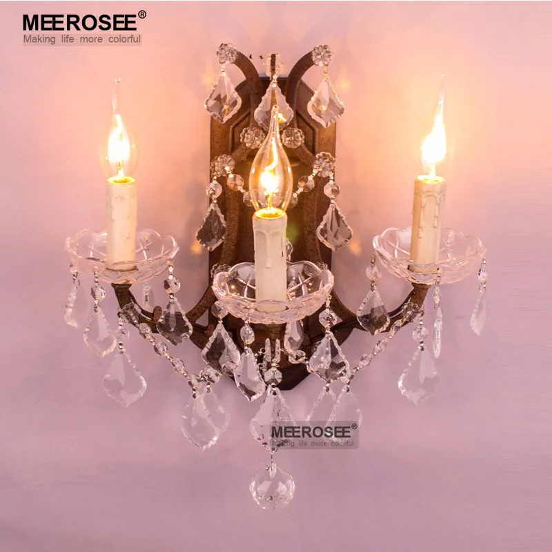 Современная настенная лампа с 3 кристаллами настенные светильники ржавчины бра в