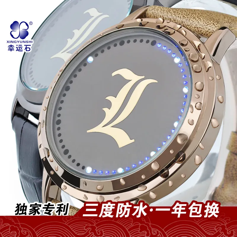 The death note cartoon logo L animation LED touch screen waterproof watches | Наручные часы