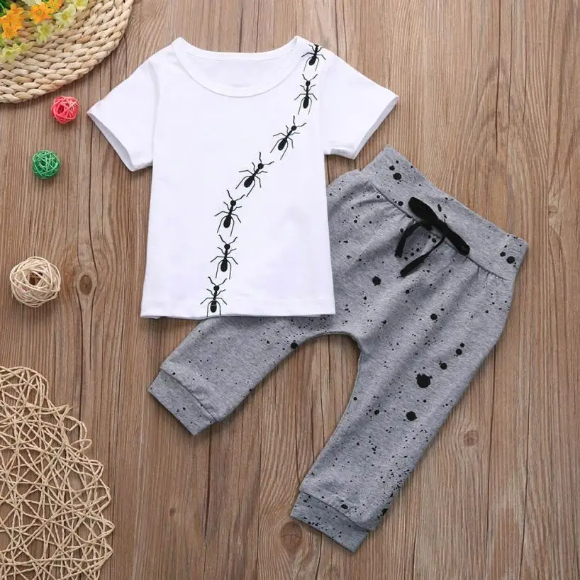ARLONEET Toddler Baby boy Love Print T-shirt Tops+pants Headband 3PC Floral Set Outfits soft hand feeling no any harm RS3JAN24 |