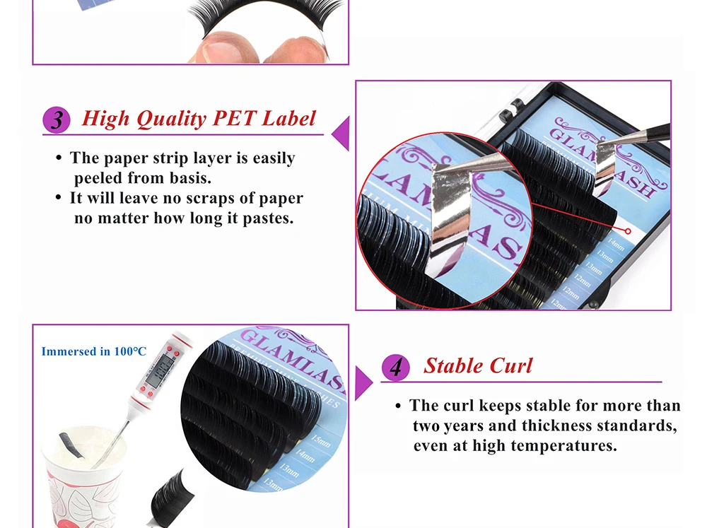 GLAMLASH 16 рядов JBCD 7~ 15 мм микс в одном лотке Натуральные Искусственные норковые Индивидуальные Накладные ресницы для наращивания ресниц макияж реснички профессиональные