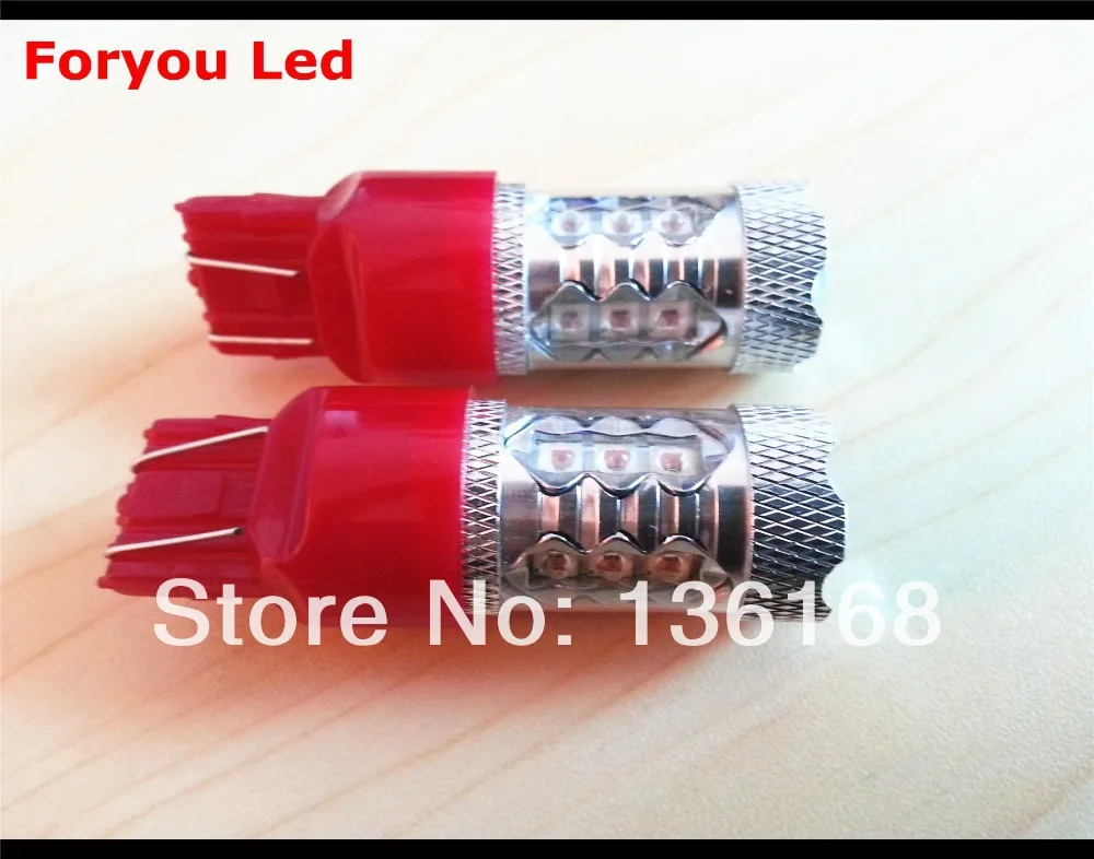 Free Shipping 2 Pieces  NEW!! 7443/T20 12V 24V 80W Cree Chips Led Red Led Turn SignalL Brake Tail Lights Projectors Bulbs