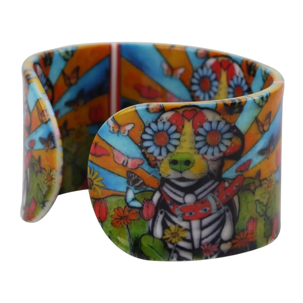 Bonsny акриловые широкие браслеты на Хэллоуин чихуахуа собака любовь ювелирные