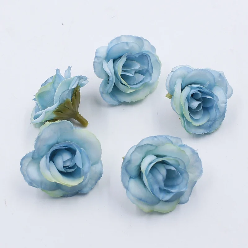 Искусственный цветок 4 см головка розы свадебное украшение для дома сделай сам