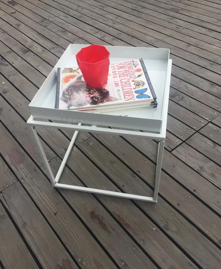 Столик поднос стальной в современном стиле кофейный столик лофт с чайной