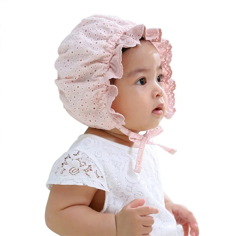 Fashion Lace Baby Cap for Girls Newborn Photography Props Kids Hat Summer Cotton Bonnet Infant Access | Детская одежда и обувь