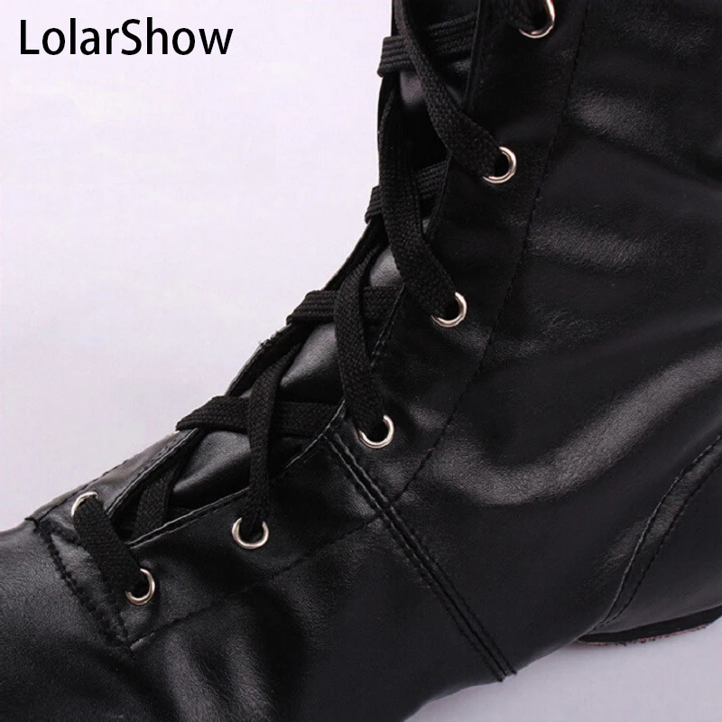 Adult black unisex cow leather two sole dancing shoes for women long upper children jazz boots men dance sneakers | Спорт и