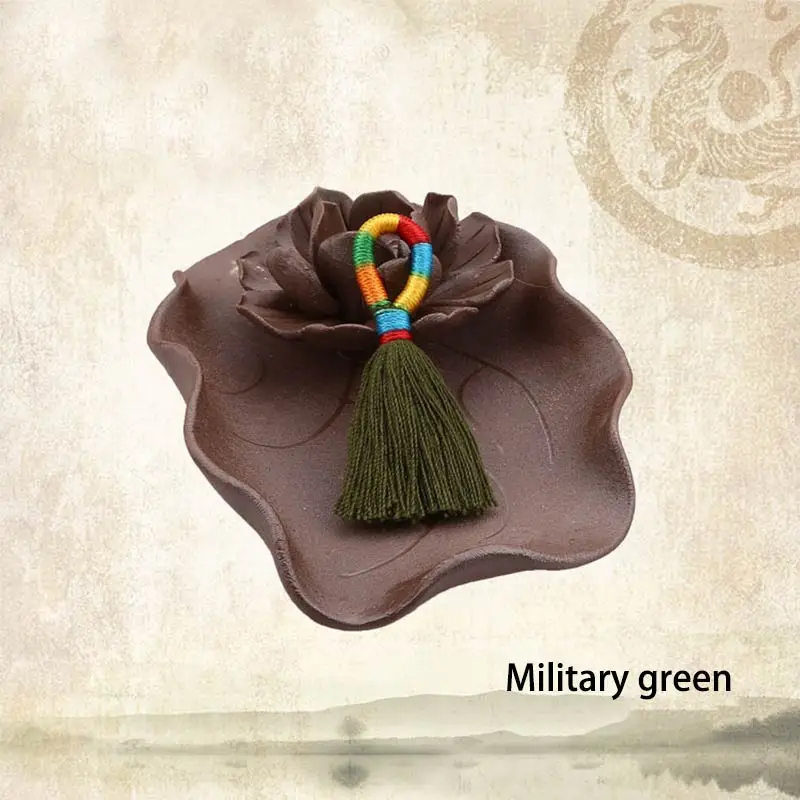 Military green 12 шт./партия красочные кольца кисточка шелковая челка цветок кисточкой отделка декоративные кисточки для шторы украшение для дома аксессуары - Цвет: Military green
