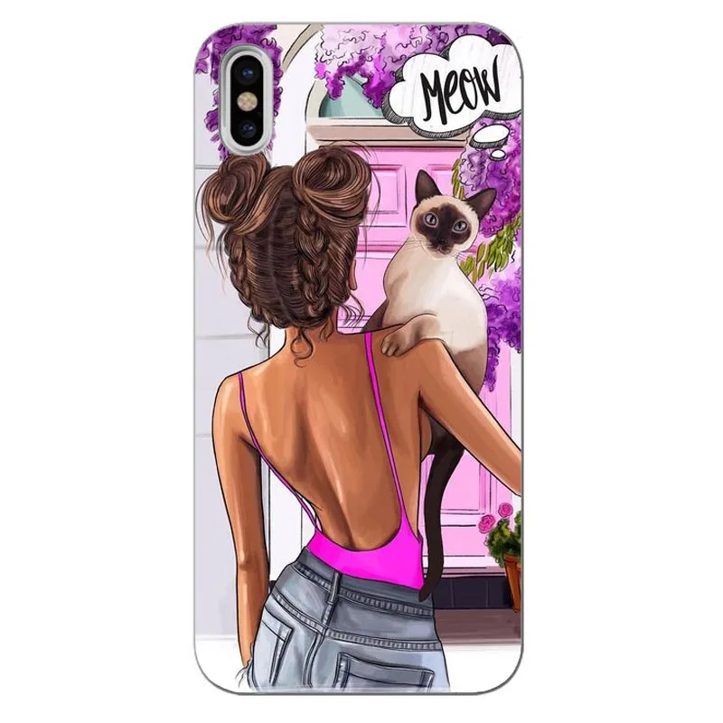 Модный черный коричневый Чехол для мамы и дочки с волосами iPhone X MAX XR 8 7 6 6s Plus 5 5s SE