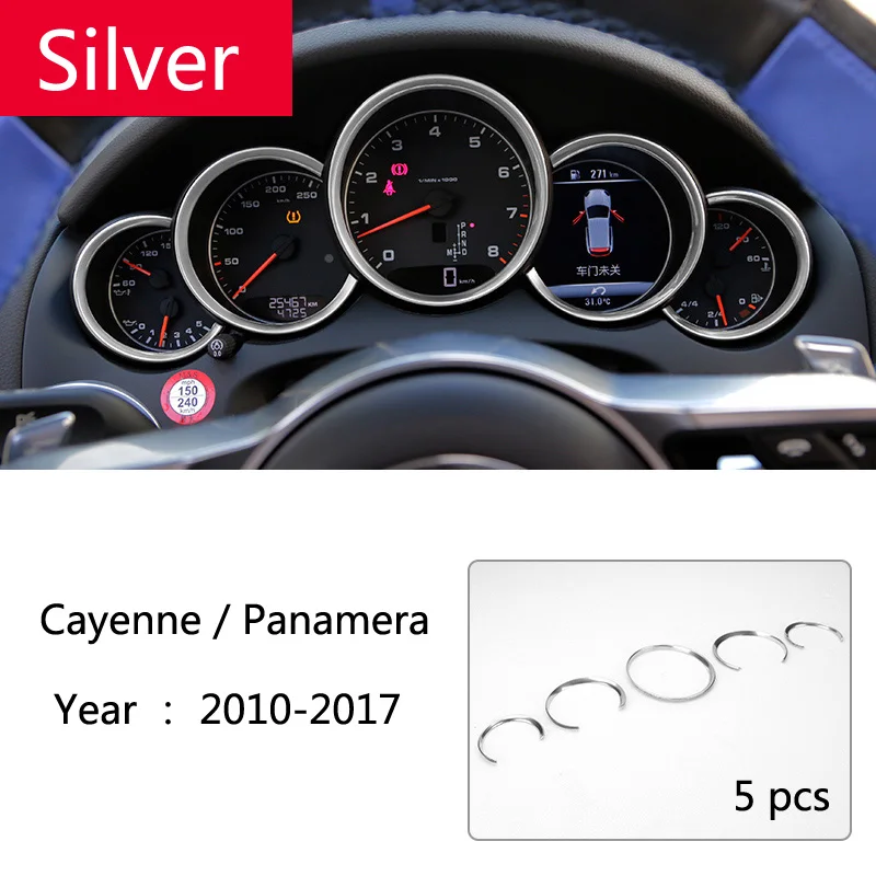 Silver Приборная панель автомобиля декоративная светящаяся гирлянда крышка рамка отделка наклейки для Porsche Macan Cayman Boxster Panamera Cayenne аксессуары - Название цвета: Silver