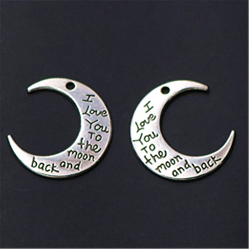 WKOUD 6 шт. старинное серебро I Love You To The Moon и обратно Шарм серьги Цепочки и ожерелья DIY металлические украшения ручной работы сплав подвески