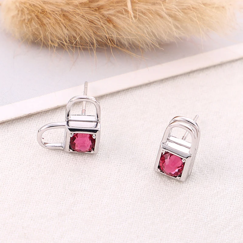 ANKA новый пользовательский замок квадратные хрустальные серьги гвоздики