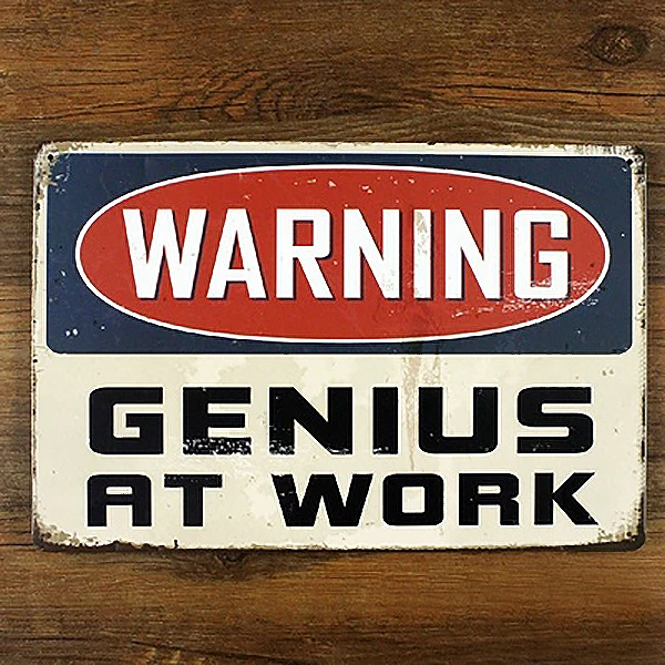 Ua x 057 Бесплатная доставка письмо знак &quotПредупреждение Genius на работе&quot Урожай