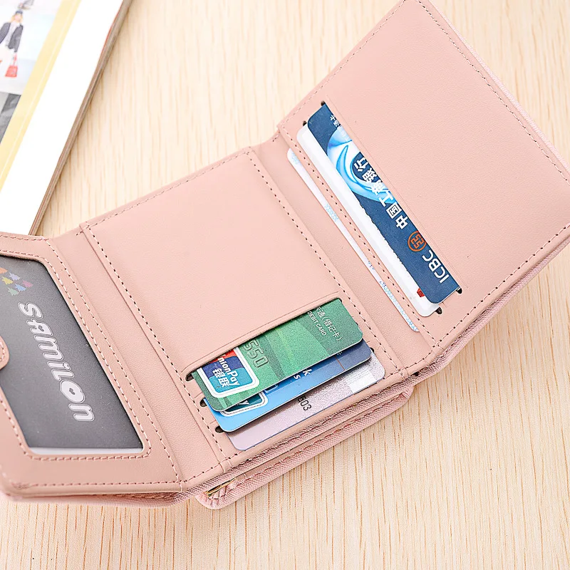Искусственная кожа розовый держатель для карт мини девочек QL корейские милые Для