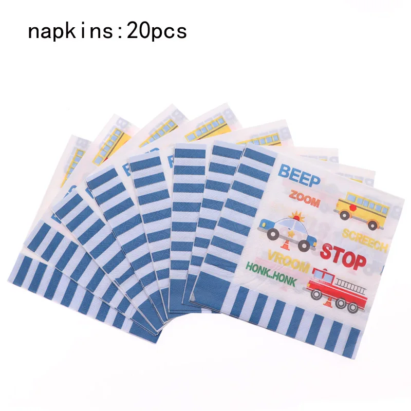 napkins 20pcs Рамадан мультфильм автомобили Грузовики украшение для торта на день рождения на тему "Лошадки карусели" вечерние украшения чашки тарелки одноразовые посуда детский душ вечерние принадлежности - Цвет: napkins 20pcs