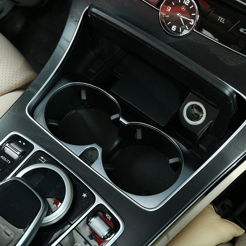 Car Accessories Cup Holder Cover Frame Trim ABS Chrome For Mercedes Benz GLC C Class W205 C180 E W213 E200l E300 2015-2017 | Автомобили и