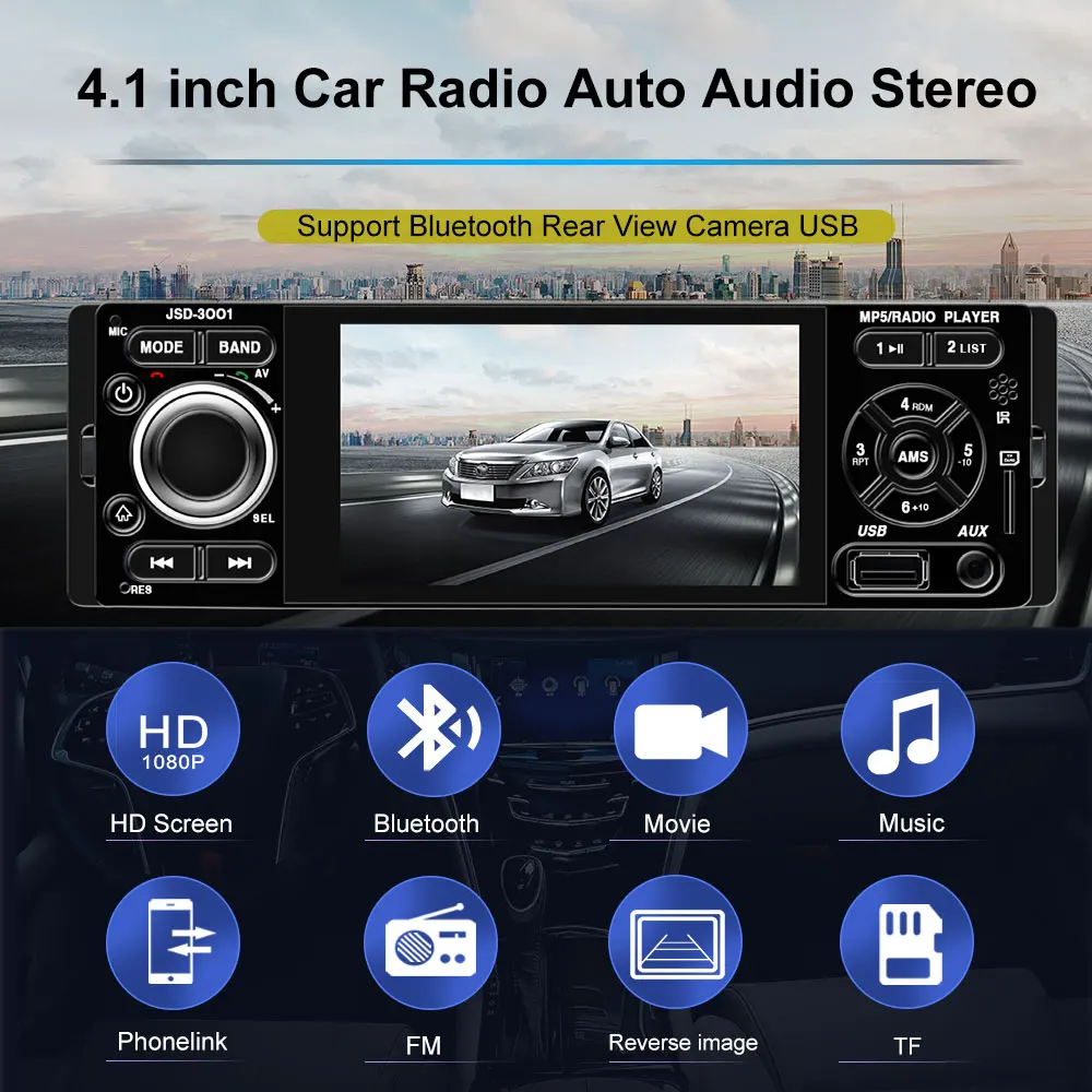 Автомагнитола 1 din 4," сенсорный экран FM радио авто аудио стерео радио Bluetooth Авторадио Поддержка Зеркало Ссылка камера заднего вида