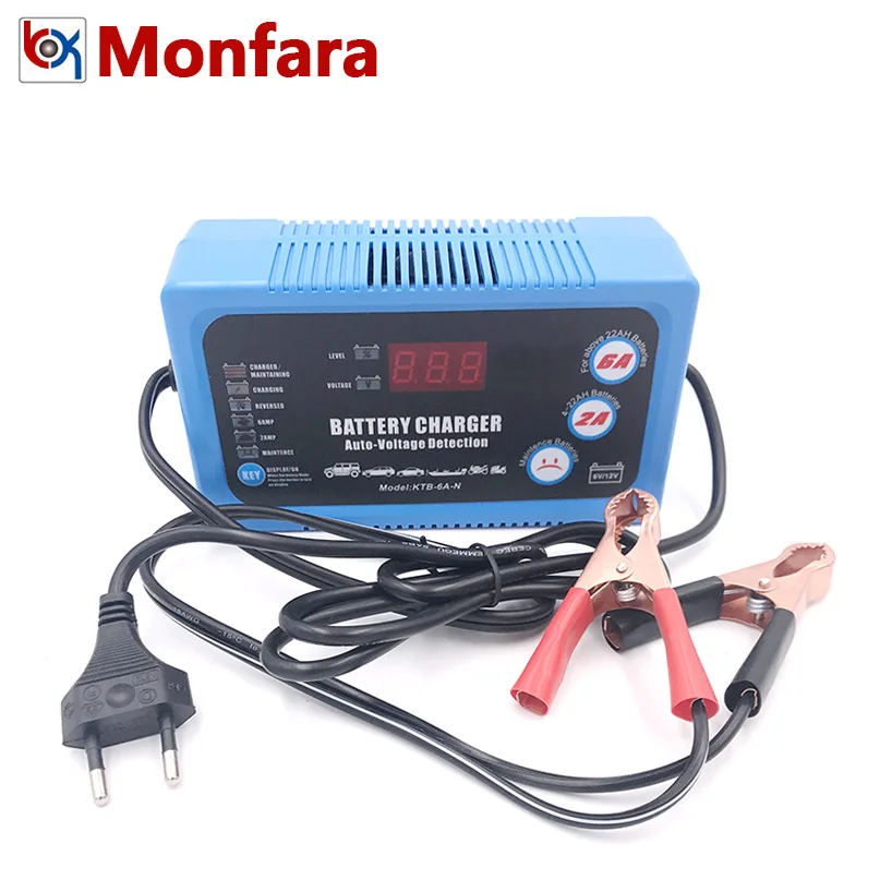6V 12V ЖК дисплей автоматическое устройство для Мотоциклетные батареи Зарядное 2A 6A