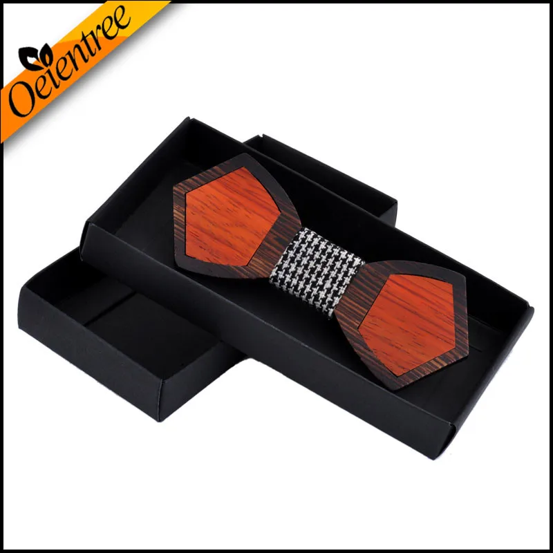 Деревянные галстуки-бабочки ручной работы из твердой древесины двухцветные