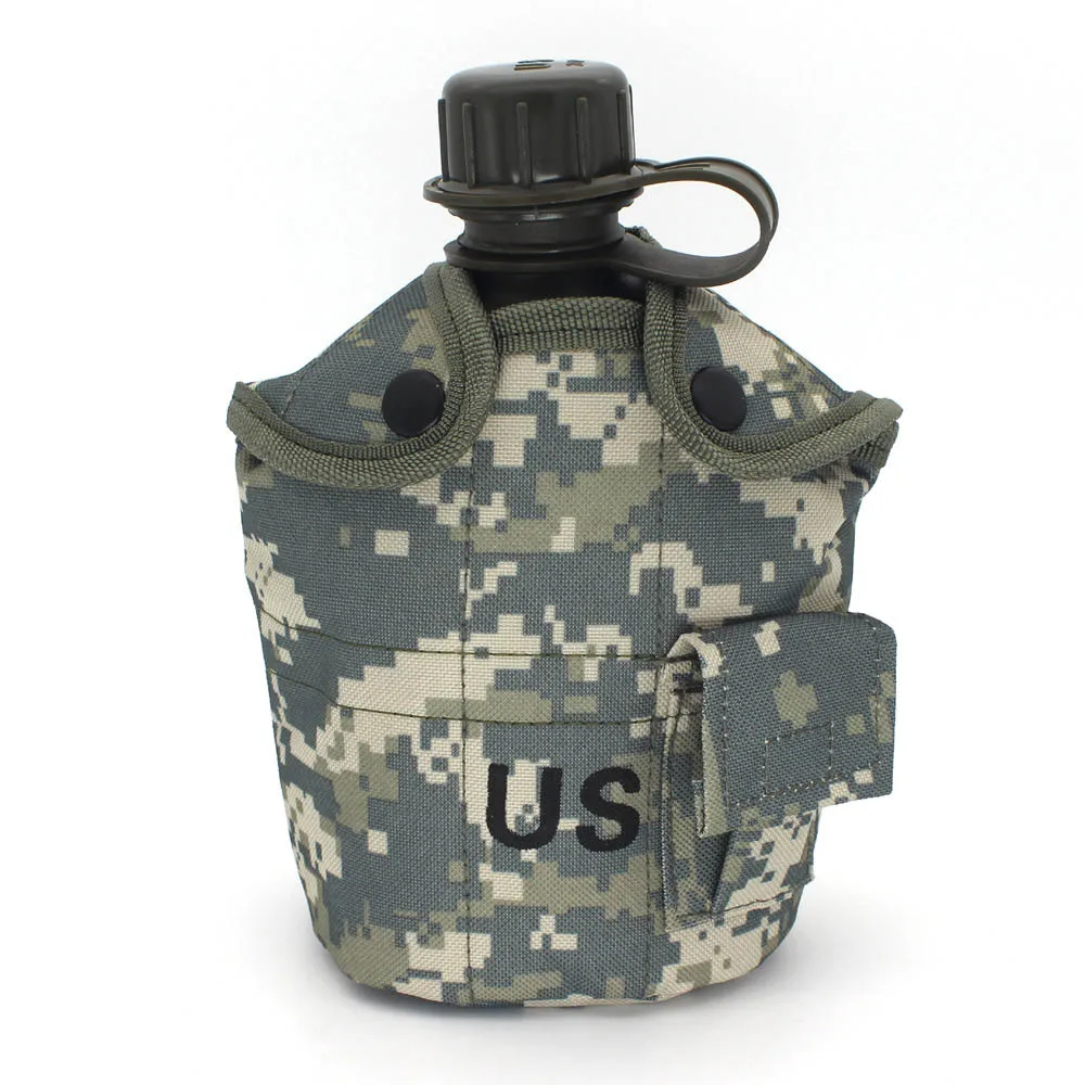 ACU camouflage 3-шт Набор США армейский США чайник с ланч-боксом тактическая Боевая наружная Спортивная бутылка 1Л Портативная Алюминиевая коробка для ланча - Цвет: ACU camouflage