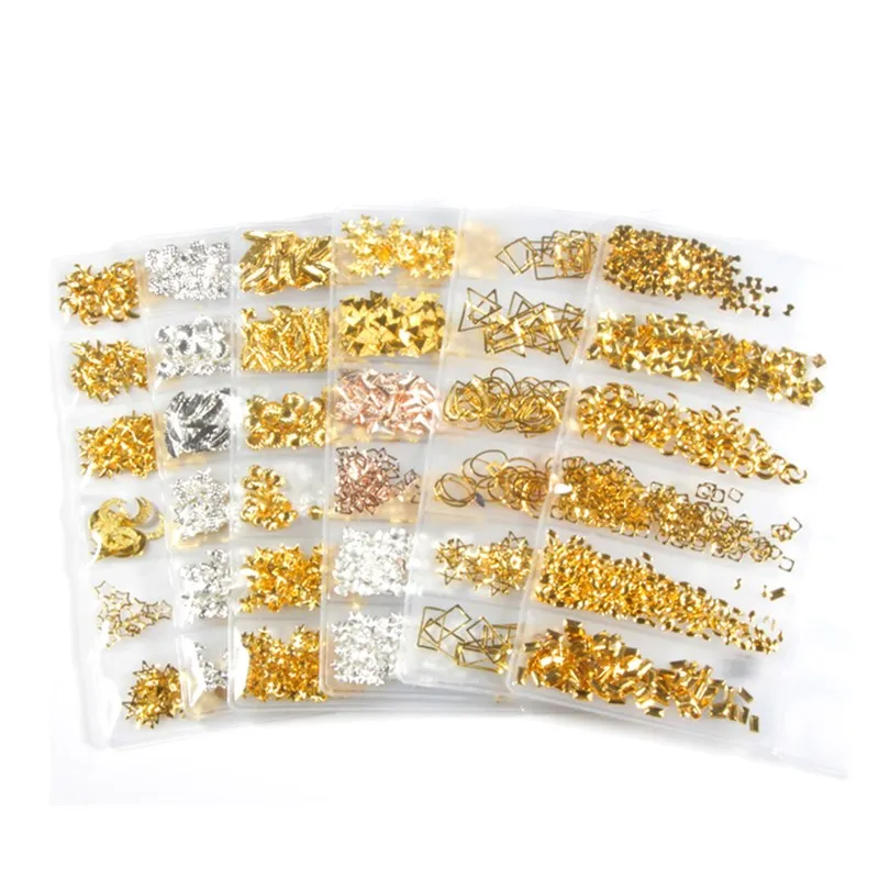 1 упаковка очаровательные заклепки для ногтей 6 размеров Стразы с металлическими