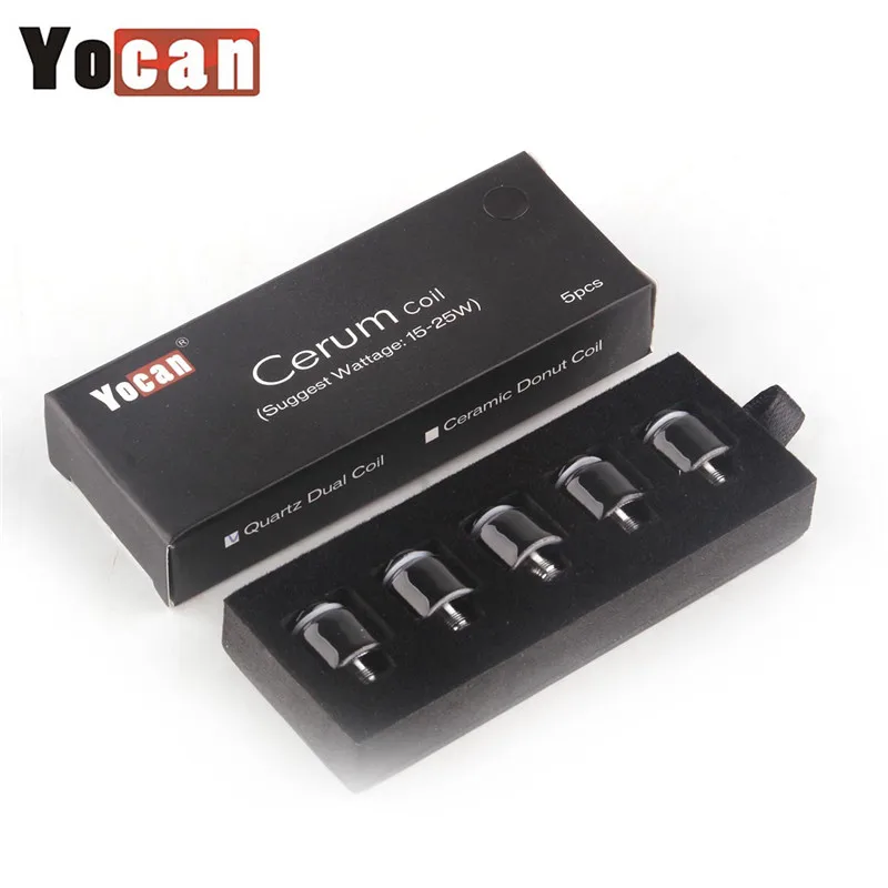5pcs/lot Original Yocan Cerum Atomizer Tank Replacement Head Ceramic donut Quartz Dual Coil for e cigarette kit | Электроника