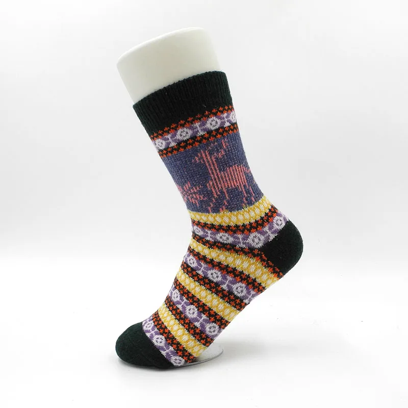 Толстые зимние женские носки теплые шерстяные красочные рождественские