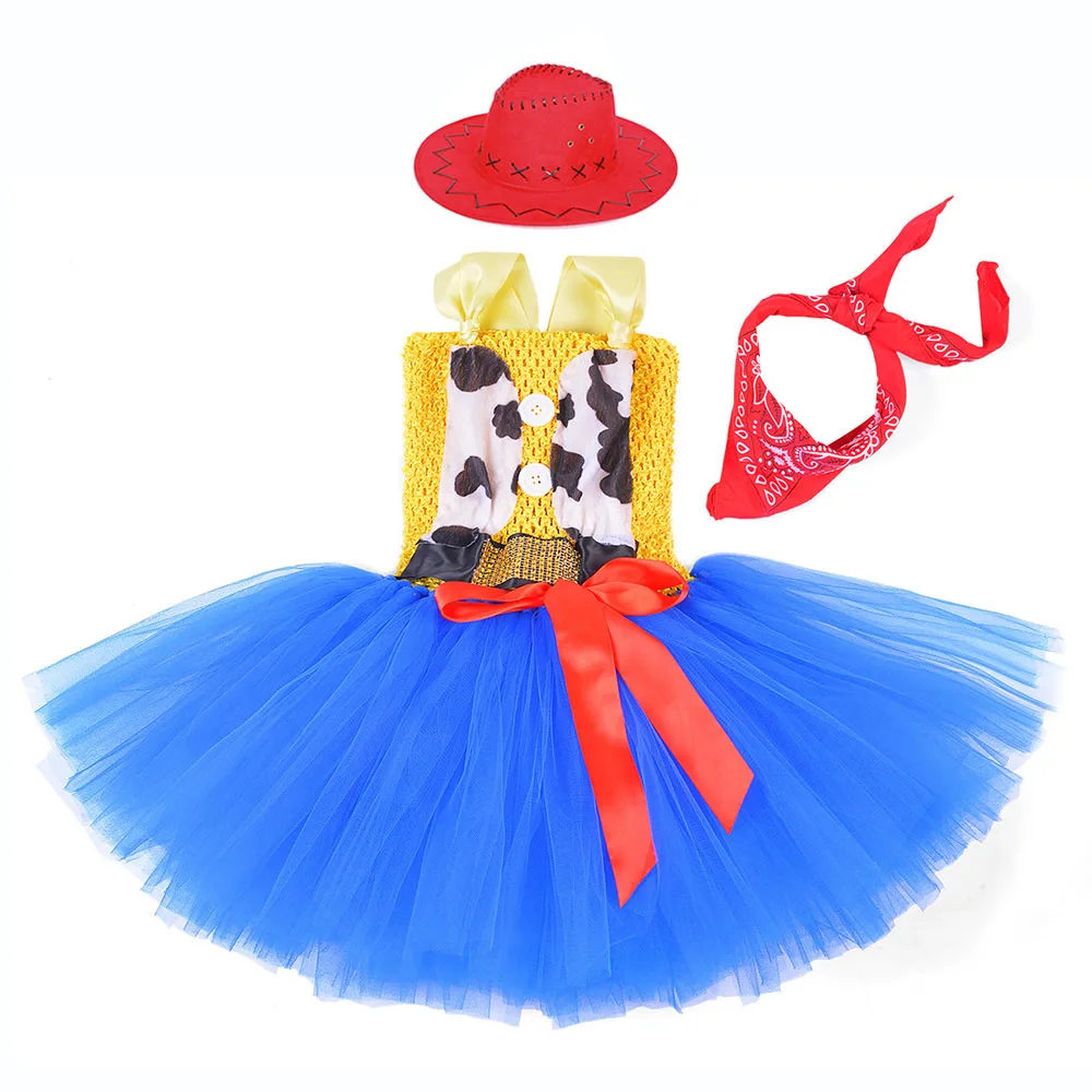 Woody Dress Set Повседневное платье-пачка для костюмированной вечеринки с героем мультфильма шерифом Вуди для девочек; детское Пышное Ковбойское Платье До Колена; костюмы со шляпой - Цвет: Woody Dress Set