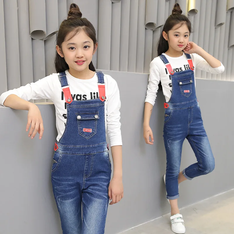 Джинсовый комбинезон для девочек джинсы на весну и осень Повседневные детские