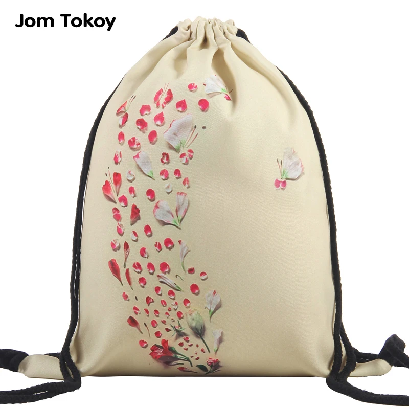 Новый Модный женский рюкзак с лепестками на шнурке 3D принтом дорожная мягкая