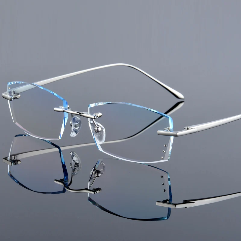 Мужские титановые очки без оправы модные с алмазными украшениями оптические со